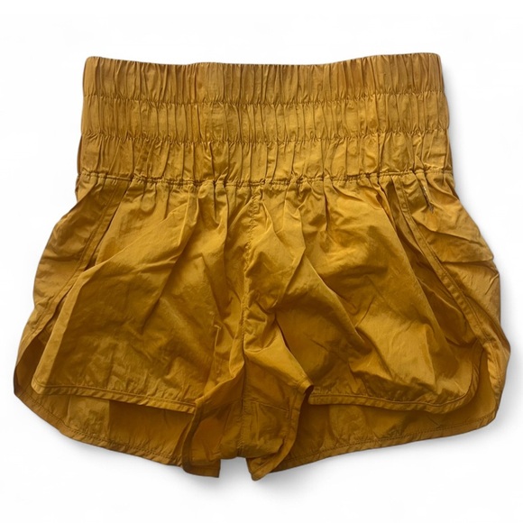 Free People Women's Mustard Athletic Running Shorts - Picture 1 of 3